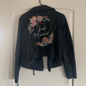 EUC Just Married faux leather jacket